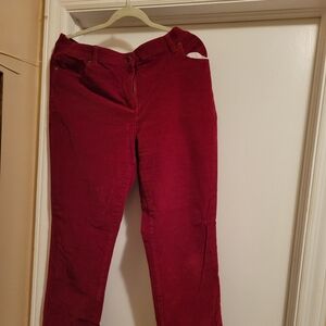 Liz Claiborne Tall Womens Size 14 Red Corduroy Pants Straight Leg